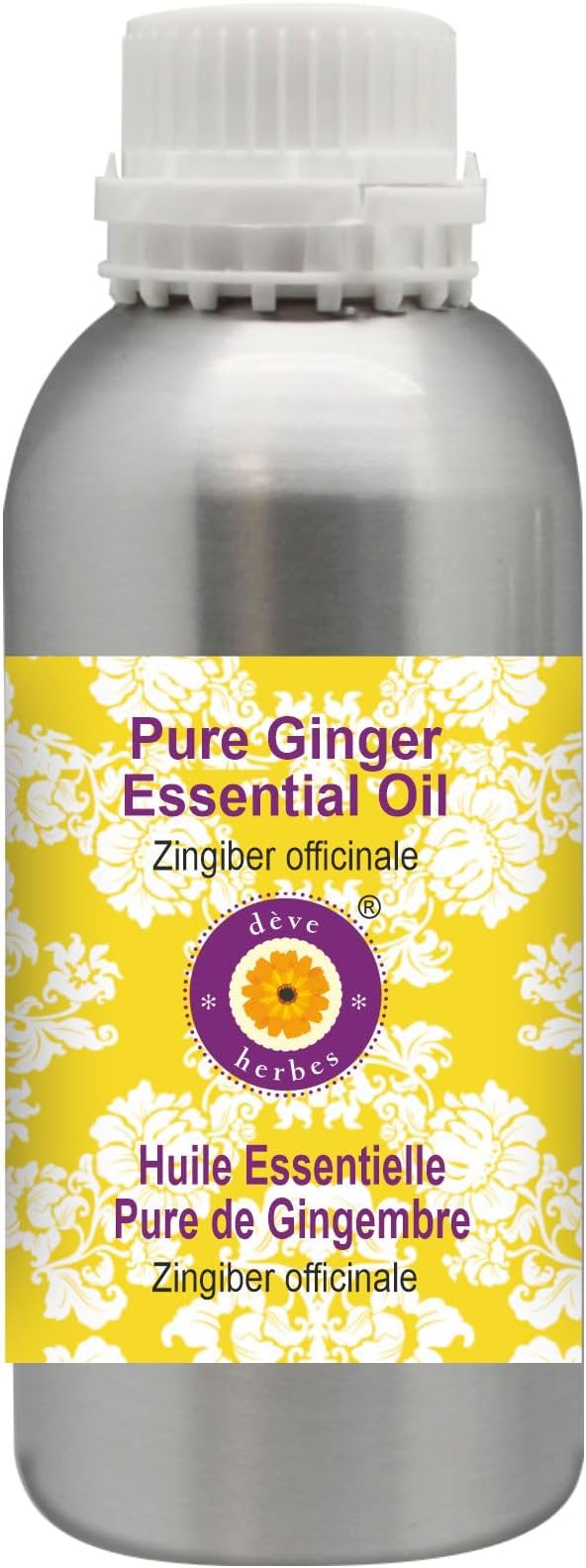 Deve Herbes Pure Ginger Essential Oil (Zingiber officinale) Steam Distilled 1250ml (42 oz)