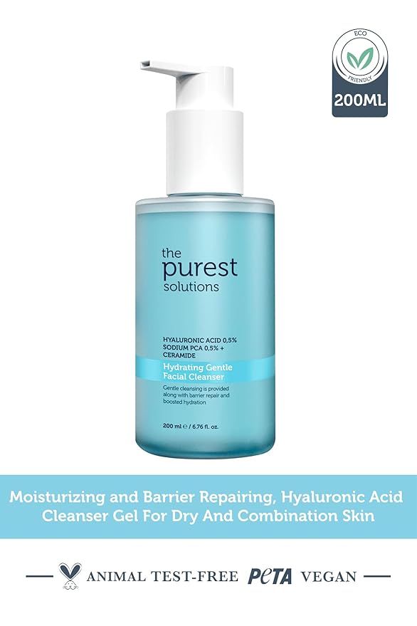 The Purest Solutions Hydrating Gentle Facial Cleanser (0.5% Hyaluronic Acid & 0.5% Sodium PCA Ceramide) - Exfoliating Salicylic Acid Cleanser for All Skin Types - Vegan | Cruelty Free (6.76 fl. oz)