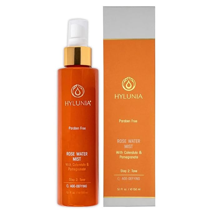 Hylunia Rose Water Mist - 5.1 fl oz - Calendula and Pomegranate - Natural Vegan Skin Repair