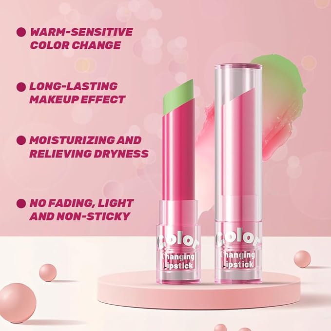 BINGBRUSH Color Changing Lipstick Set, PH Lip Balm Mood Lipstick, Natural Color-Changing Tint with Deep Moisture, Long Lasting Personalized Lip Gloss for Daily Wear or Gifts (04# Mint Crush)