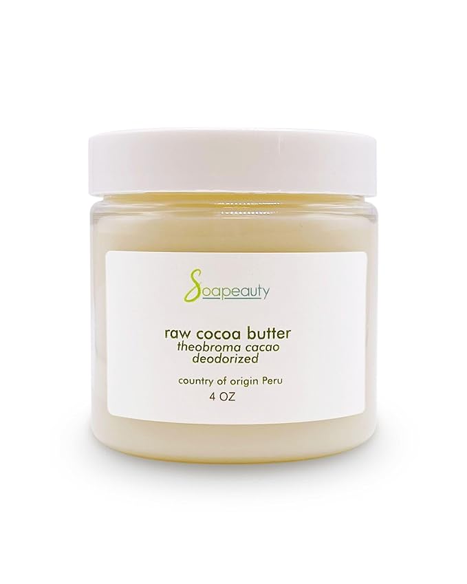 Soapeauty Cocoa Butter Raw Refined Deodorized 100% pure natural | Body, Hair & DIY Projects | Non GMO, No Preservatives, Vegan | 4 Oz