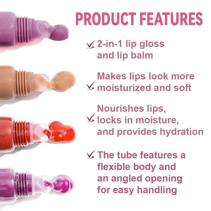 2Pcs Summer Lip Butter Lip Balm Glow Reviver Lip Gloss, Melting Lip Serum, Ultra-Hydrating Natural Vegan Lip Balm, Sheer-Tinted Shine & Hydration, Soothes & Softens Dry Lips (01+06)
