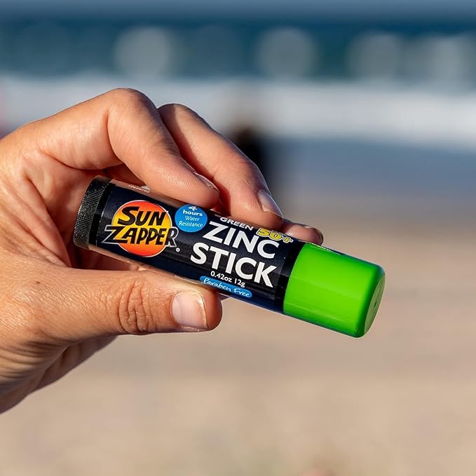 Sun Zapper Zinc Oxide Sunscreen Stick SPF 50+ Green – Colored Mineral Sunscreen Stick for Face, Water Resistant Sunblock for Kids and Adults, Broad Spectrum, Travel Size 12g (0.42 oz), Australian Made