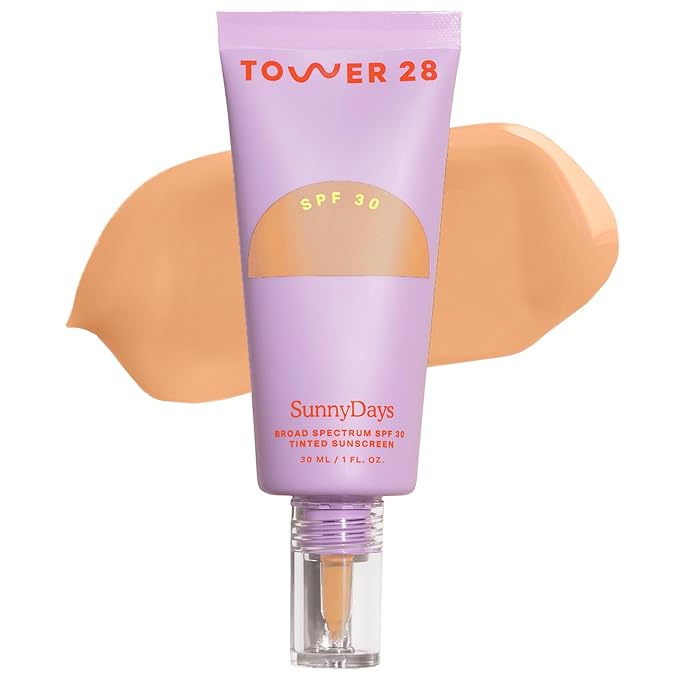 Tower 28 SunnyDays SPF 30 Tinted Moisturizer - 2-in-1 Buildable Coverage Foundation + Mineral Sunscreen for Face - Zinc Oxide, Aloe & Prickly Pear for Sensitive Skin - 38 Medium/Golden (1 oz)