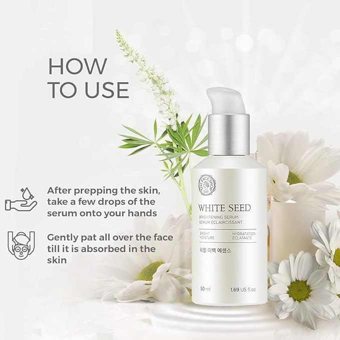The Face Shop Whiteseed Brightening Serum | Deep Skin Brightening, Boost Moisturization & Pore Minimize | Skin Texture & Clarity Improvement, Dullness Reducing, 1.69 Fl Oz