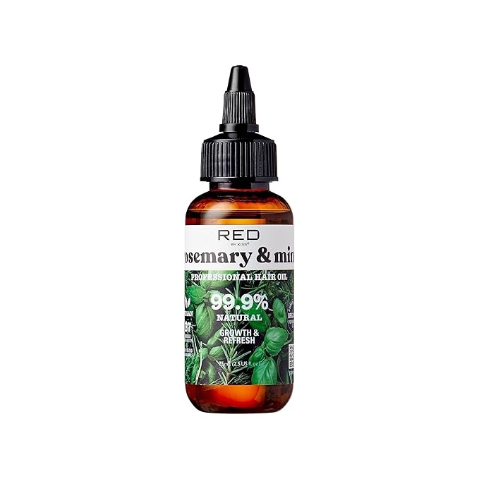 Red by Kiss Professional 99.9% Natural Hair Oil, Organic Vegan Oil Blend for Hair Growth & Refresh, Biotin Infused, Nourish & Add Shine & Smooth (Rosemary & Mint, 2.5 Fl Oz)