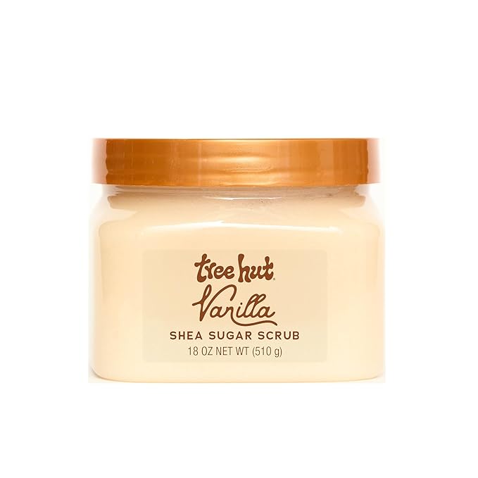 Tree Hut Vanilla Shea Sugar Scrub, Exfoliating & Hydrating Body Scrub with Shea Butter & Essential Oils, Smooth Skin, For All Skin Types, Vegan, 18 oz