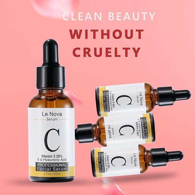 Le Nova Vitamin C Serum for Face – Brightening, Anti-Aging, Hydrating & Fragrance-Free – Lightweight Serum for Sensitive, Acne-Prone & Dry Skin – With Hyaluronic Acid, Aloe Vera & Vitamin E – 1 fl oz