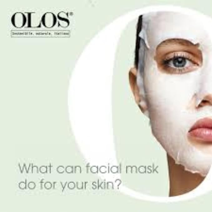 OLOS Moisturizing Cellulose Mask, 0.67 oz - Sheet Masks with Indian Ginseng, Hyper-Fermented Aloe - Antioxidant, Protective and Hydrating Face Mask (Pack of 2)