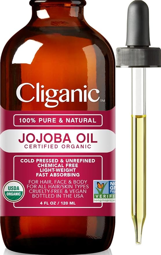 Cliganic Organic Jojoba Oil with Top 6 Organic Essential Oils Set