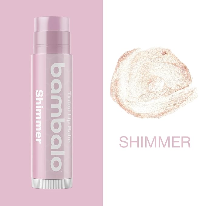 Tinted Lip Balm Shimmer - Bambalo 4-Pack Hydrating Moisturizing Care - Subtle Pearl Glow - Natural Organic Formula - Lightweight Smooth Finish - Made in USA