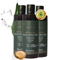 AHOALOE Pack of 3 Brazilian Aloe Vera Gel - Multipurpose Moisturizing Natural Gel with Copaiba, Castor Oil and Fresh Mint and Natural for Face, Skin and Hair - After Sun Care, Sunburn Relief 3x 8.4oz