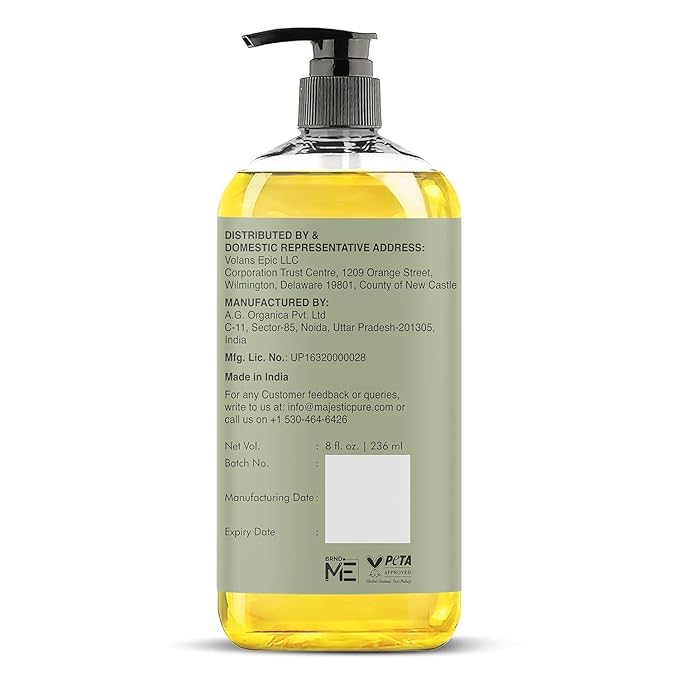 Majestic Pure Jojoba Oil - 100% Pure & Natural - Premium Grade, Cold-Pressed, Hexane-Free Carrier Oil for Skin, Hair and Body - Moisturizing Skin, Hair and Scalp - 8 Fl Oz