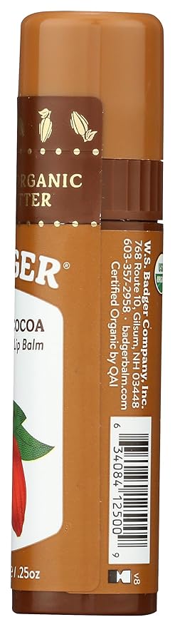 Badger, Creamy Cocoa Lip Balm Stick, 0.25 Ounce