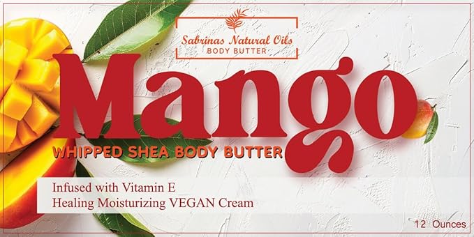 Mango Butter Long-Lasting Hydrating Vitamin E Body Butter, Perfume Oil Fragrance, 12 Ounce