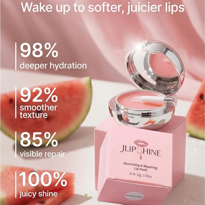 JLIPSHINE Overnight Lip Mask Nourishing & Repairing Lip Balm Deep Hydration with Mineral Rich Formula, Waterproof-(Watermelon)
