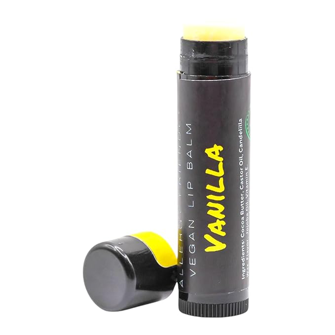 Vegan Lip Balm - All Natural and Free of Beeswax, Soy, Nut, and Top 9 Food Allergens (Vanilla)