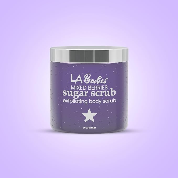 Sugar Scrub Exfoliating with Mix Berry and Other Natural Ingredients for Body Scrub and Foot Scrub - Soft Scrub for Nourishing Essential Skin Care, 20 oz (592 mL), Made in USA
