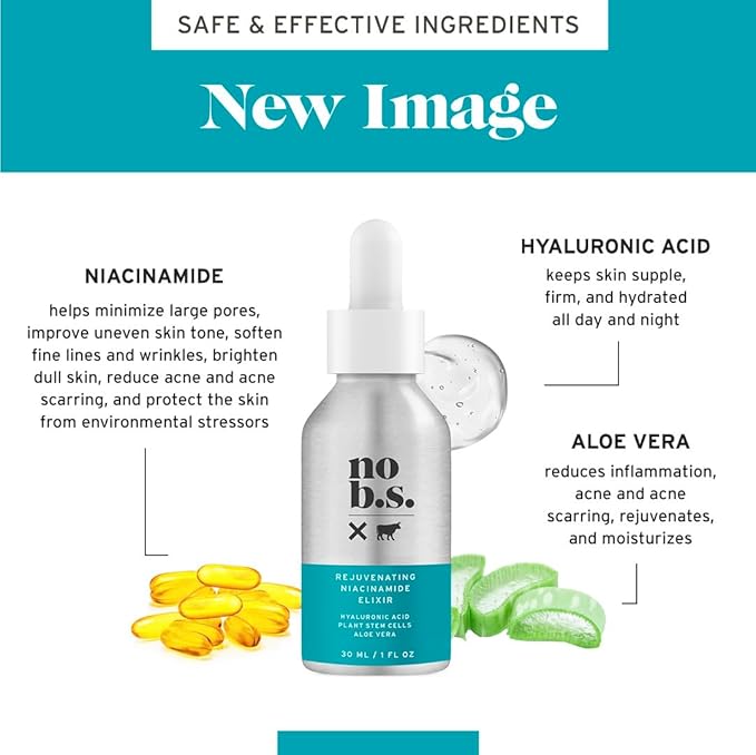 No Bad Stuff - Niacinamide Serum - Rejuvenates, Smooths, + Restores Skin with Vitamin B3, Hyaluronic Acid, and Aloe Vera (1 oz)