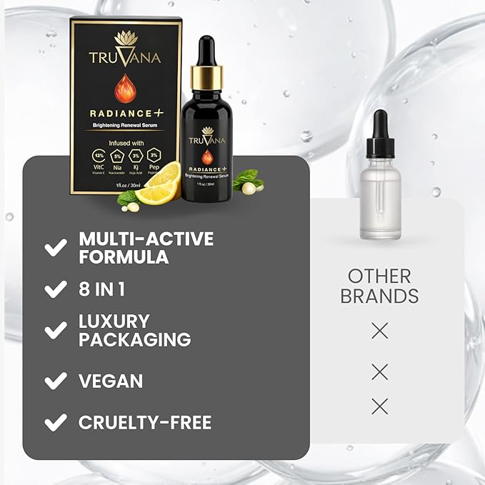 Radiance Brightening Firming Serum with 12% Vitamin C, RadianSkin, Niacinamide, Retinol,Hyaluronic Acid, Kojic Acid,Peptides, Reduce Dark Spots, Uneven Skin Tone, Smooth Fine Lines, 1 fl oz