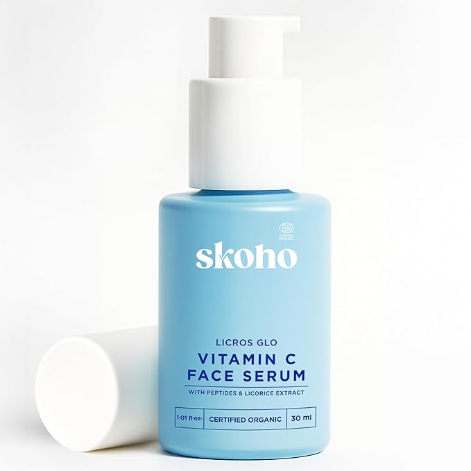 Organic Vitamin C Face Serum with 98.932% Naturality | Reduces dark spots & Hyper Pigmentation | Licorice, Natural Peptides, Vitamin C | 30ml, Natural