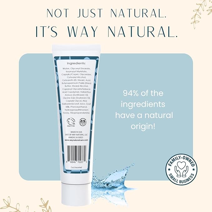 Nourishing Goat Milk Lotion, Fragrance-Free - Travel Size, Natural Hand & Body Unscented Lotion for Dry Skin Relief, USA Made - Goat Milk Hand Cream for Women & Men - 2oz Tube