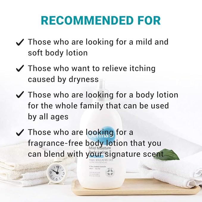 Derma B | Mild Moisture Body Lotion | Body Moisturizer for Sensitive Skin | Body Lotion for Extremely Dry Skin | Non-Irritating | Unscented Fast-Absorbing Cream | Korean Skincare | 13.5 fl oz (400ml)