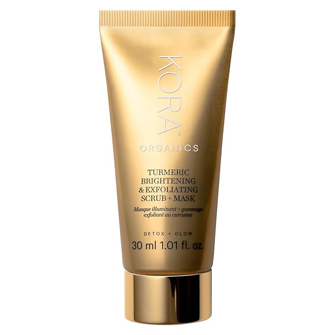 KORA Organics Turmeric Brightening & Exfoliating Mask, Multi-Use Facial Scrub, Polish & Illuminate, Certified Organic Exfoliating Face Mask, Cruelty Free, 1.01 fl oz - Face Scrub