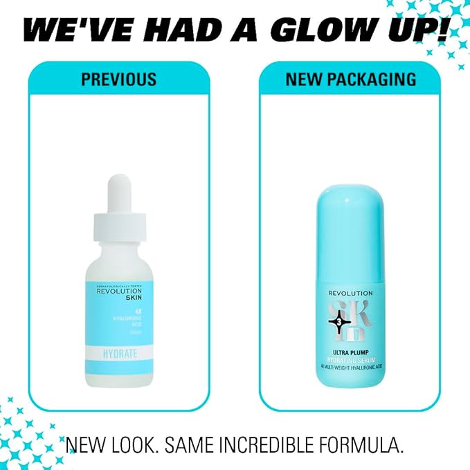 Revolution Skin, Ultra Plump Multi-Weight Hyaluronic Acid Hydrating Face Serum, Plumps & Smooths Skin, Vegan & Cruelty-Free, 1.01 fl oz
