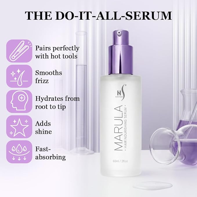 HerStyler Marula Oil Hair Serum - Anti Frizz Serum for Frizzy, Dry and Damaged Hair - Boosts Shine, Straightening - Address Flyaways, Split Ends - 2 Fl Oz (2 Pack)