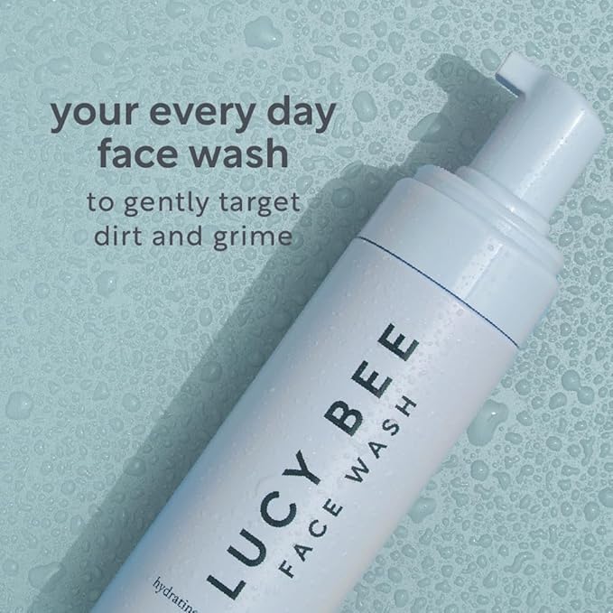 Lucy Bee Hydrating Foam Face Wash for Men & Women, Certified Natural Daily Face Wash with Ginseng, Dermatologist Approved for Sensitive Skin, Safe for Teen Skin, 5.07 fl oz.