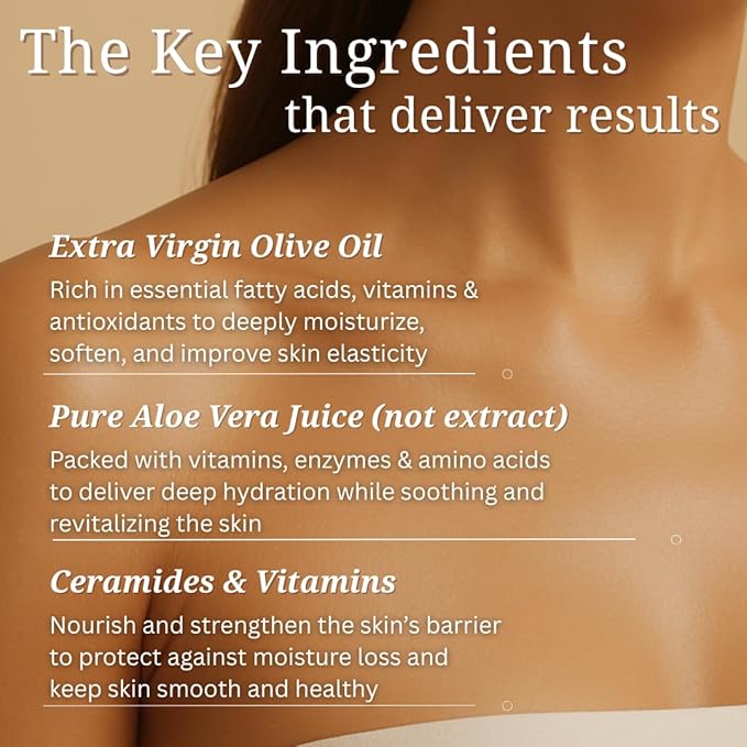 Natural Escapes Lemongrass Body Lotion & Hand Cream for Dry Skin, Firming Moisturizer for Crepey, Itchy & Sensitive Skin, with Coconut Oil, Olive Oil & Ceramides, 8 oz
