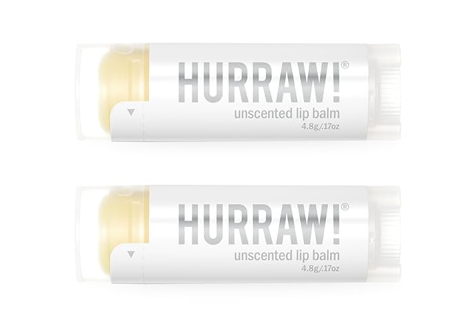 Hurraw! Unscented Lip Balm, 2 Pack: Organic, Certified Vegan, Cruelty and Gluten Free. Non-GMO, 100% Natural Ingredients. Bee, Shea, Soy and Palm Free. Made in USA