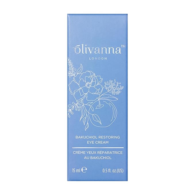 Olivanna Bakuchiol Restoring Eye Cream - Elderflower Extract Reduces Visibility of Dark Circles - Hyaluronic Acid and Glycerin Moisturizes - 0.5 oz