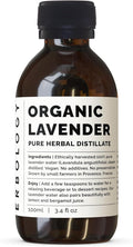 Erbology Organic Lavender Water 3.4 fl oz - Premium Food Grade Hydrolate of Lavender - Soothing and Relaxing - Non-GMO - Recyclable Glass Bottle
