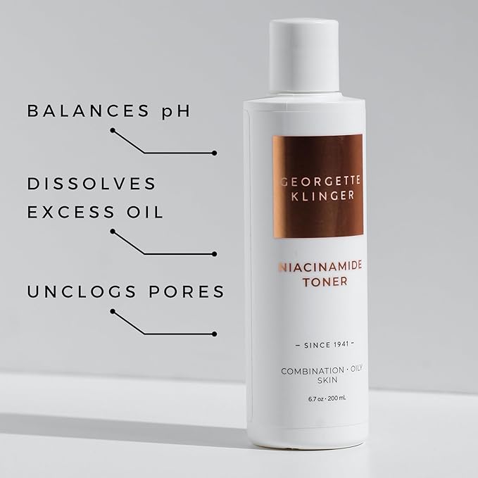 Niacinamide Toner - Clarifying, Firming, and Alcohol-Free Formula with Salicylic Acid, Witch Hazel, and White Willow Diminishes Sebum Production, and Unclogs Pores - 6.7 oz by Georgette Klinger