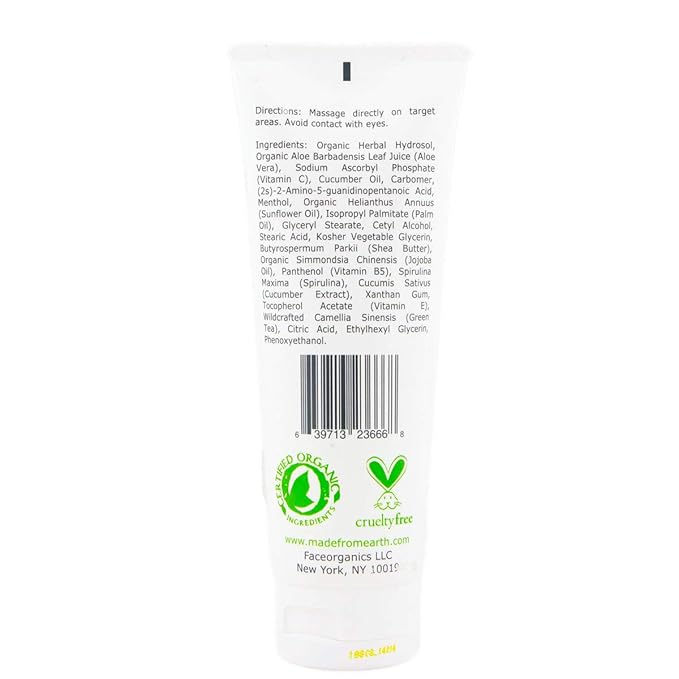 Made from Earth Cucumber Cooling Gel – Organic Aloe Vera & Vitamin C for Face & Body – 4 oz.