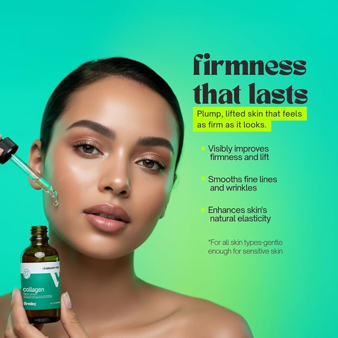 Collagen Serum For Face Made in USA 60ml-Collagen Skin Care with Peptides & Hyaluronic Acid Firming Serum Hydrating Lightweight Smooth Anti Aging Facial Serums For Women Skincare