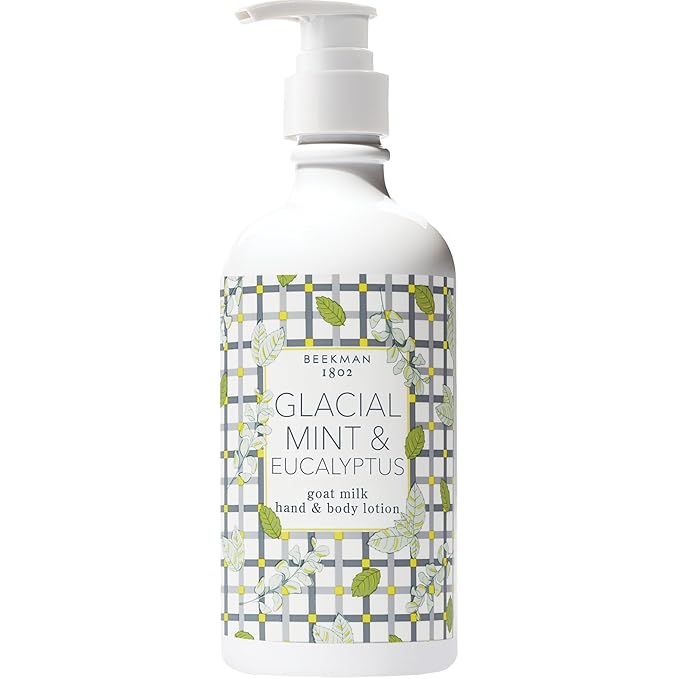 Beekman 1802 Goat Milk Lotion – Body Lotion & Hand Lotion for Dry Skin, Lightweight Non-Greasy Formula with Shea Butter & Jojoba Oil, Cruelty Free, Lotion Pump – Glacial Mint & Eucalyptus