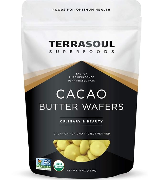 Terrasoul Superfoods Organic Cacao Butter Wafers, 1 Lb - Raw | Keto | Vegan | Unrefined