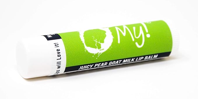 O My! Goat Milk Lip Balm Single Pack .15oz - Juicy Pear | Natural Goat Milk Lip Balm | Dabs of Shea Butter and Drops of Vitamin E | Leaping Bunny Certified | Handmade in USA