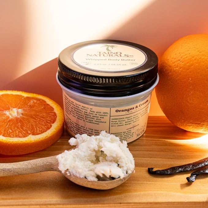 Whipped Body Butter – Oranges & Cream – Sweet Citrus Scent, Shea & Mango Butter – 100% Natural Moisturizer for Dry Skin – 2.25 oz – Glass Jar