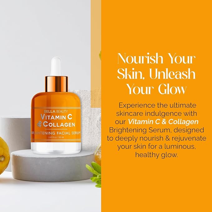 Bella Beauty Vitamin C Serum with Collagen - Reduces Dark Spots, Brightens Skin & Anti-Aging - Dermatologist Tested, Cruelty-Free Korean Skin Care for All Skin Types - 1.69 Fl. Oz (2 Pack)
