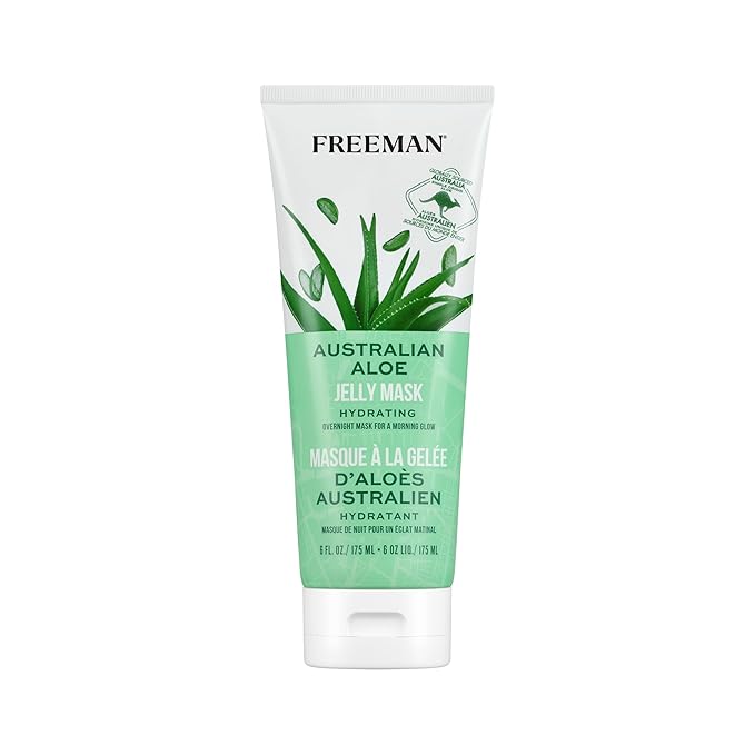Freeman Exotic Blends Australian Aloe Jelly Mask, Leave-On Overnight Facial Mask, Calm, Soothe Irritation, & Hydrate Dry Skin, Clean Skincare, For All Skin Types, 6 fl. oz./175 ml. Tube