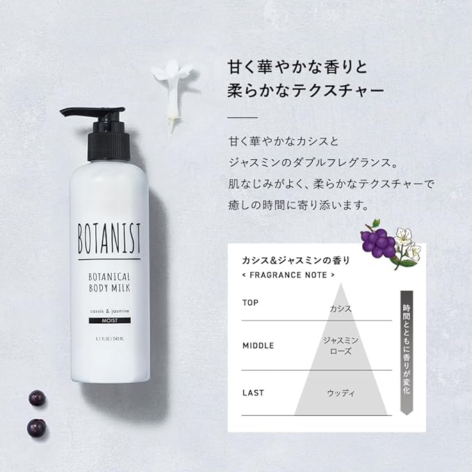 Botanist Hydrating Body Lotion for Women Sensitive Skin, Natural Body Moisturizer for Dry Skin, Full Body Lotion for Men | Moisturzing Japanese Skincare Ingredients, Cassis& Jasmine 8.1 Fl Oz MOIST