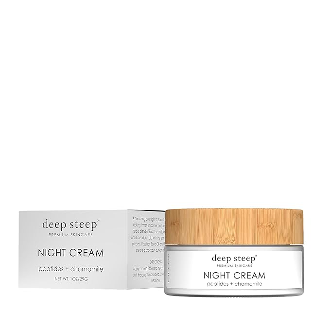 Deep Steep Night Cream, 1 oz – Hydrating Overnight Moisturizer with Rosehip Oil, Green Tea, Chamomile & Calendula – Vegan, Clean Beauty Skincare, Deep Hydration & Repair