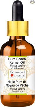 Greenwood Essential Pure Peach Kernel Oil (Prunus persica) with Glass Dropper 100% Natural Therapeutic Grade Cold Pressed for Personal Care 15ml (0.50 oz)