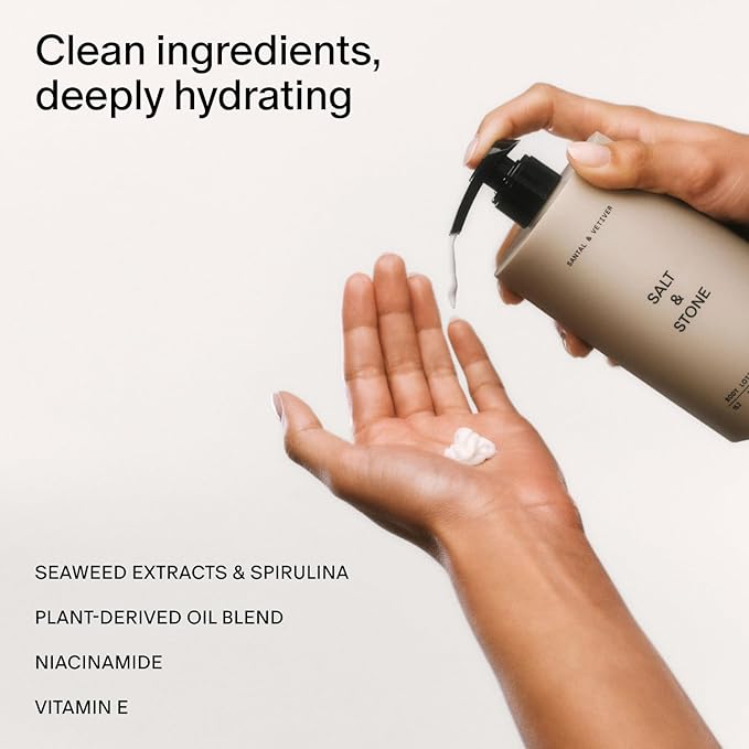 Salt & Stone Body Lotion for Women & Men | Black Rose & Oud | Hydrates, Nourishes & Softens Skin | Restores Dry Skin | Fast-Absorbing | Cruelty-Free & Vegan | 15.2 fl oz