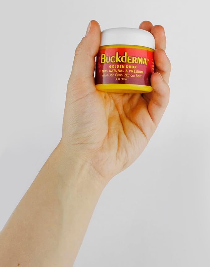 Beesaluxe Buckderma Natural All-In-One Seabuckthorn Balm - Essential Oil Facial Moisturizer, Oil Cleanser, Overnight Mask, Makeup Remover, Lip Balm, Hand Cream, Beeswax Foot Butter and More