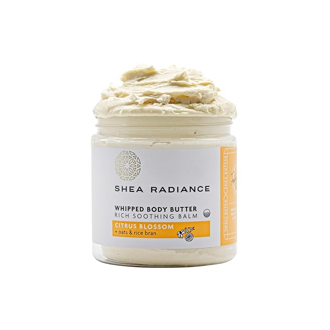 Shea Radiance P.U.R.E. Whipped Shea Butter with Colloidal Oatmeal - Whipped Body Butter Blended with Skin Soothing Oatmeal & Moisturizing Rice Bran Oil | Citrus Blossom (5 oz)